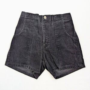 Vintage 80s South Bay Dusty Black Corduroy High-Waisted Mini Mom Shorts Size 30